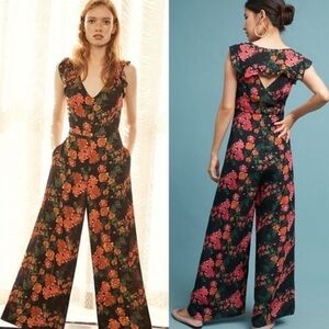 Plenty by Tracy Reese Floral Jumpsuit Black Pink XS F2
